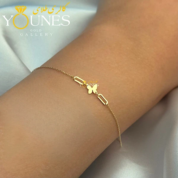 دستبند تمام طلا پروانه لیزری